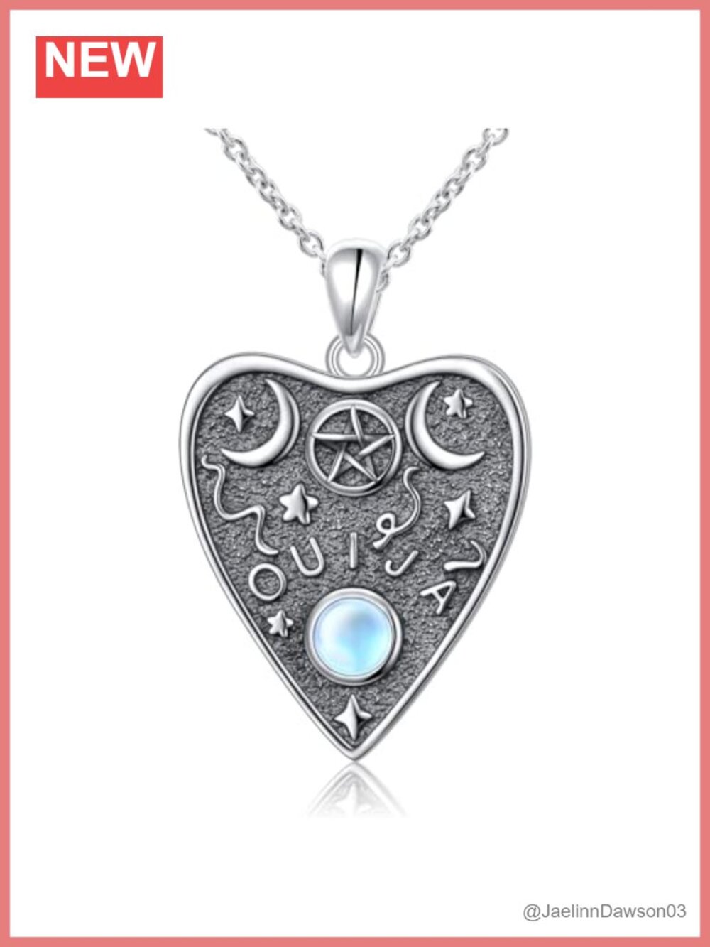 925 Sterling Silver Ouija Necklace Moonstone Pendant Wiccan Jewelry